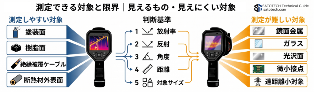 赤外線サーモグラフィで測定できる対象と限界｜見えるもの・見えにくい対象