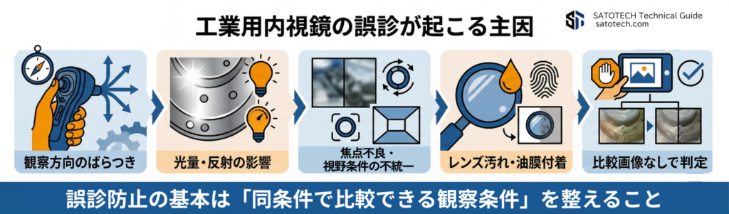 工業用内視鏡の誤診が起こる主因