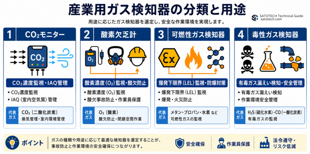 産業用ガス検知器の分類と用途