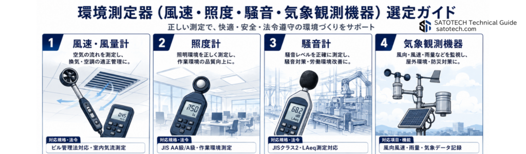 環境測定器（風速・照度・騒音・気象観測機器）選定ガイド