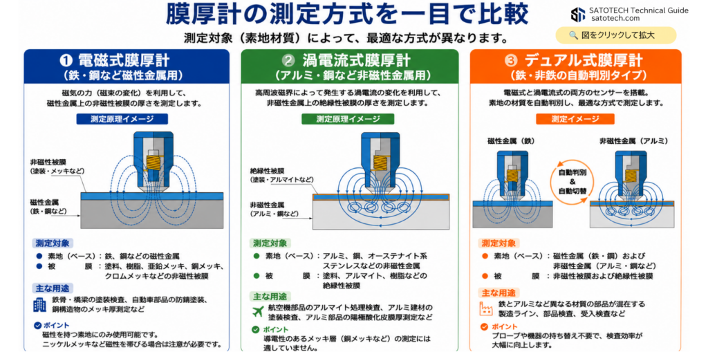 膜厚計の測定方式を一目で比較