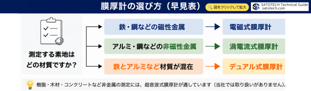 膜厚計の選び方早見表