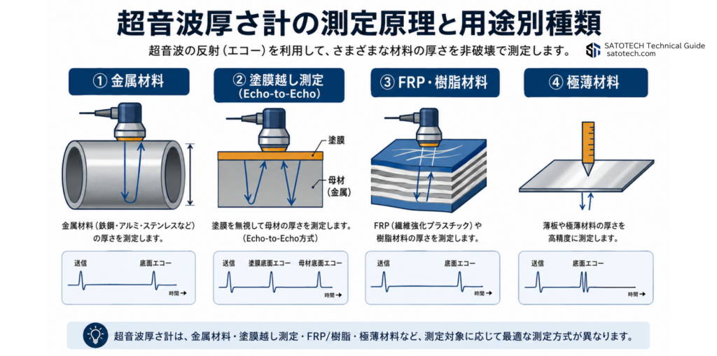 超音波厚さ計の測定原理と用途別種類