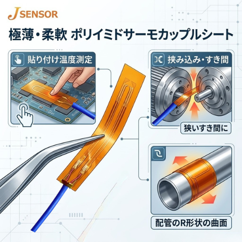 貼り付け型フィルムタイプ熱電対