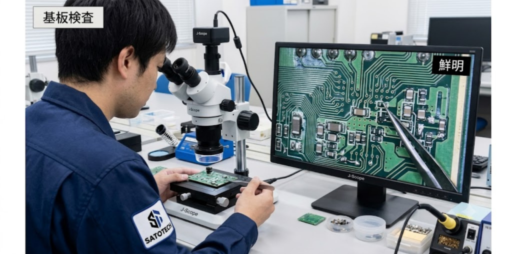 基盤検査をサトテックマイクロスコープで参考例